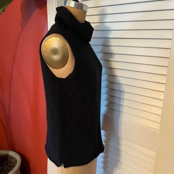 MARGARET O’LEARY | black high neck sleeveless cashmere sweater M - Picture 6 of 12